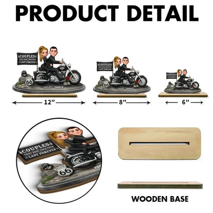 2-Layer Wooden Plaque Personalized Couple Riding a Motorcycle Heartfelt Keepsake for Living Room Display Unique Gift for Him & Her